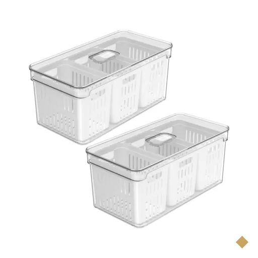 Kit 2 Organizadores de Geladeira 5l Clear Fresh 3 Cestos Ou