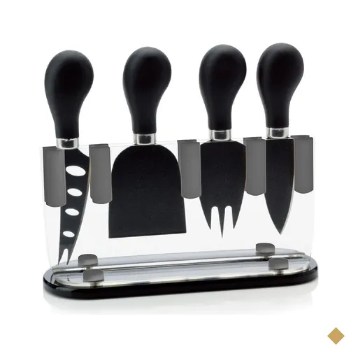 Conjunto de 5 Facas para Queijo Kenya Preto