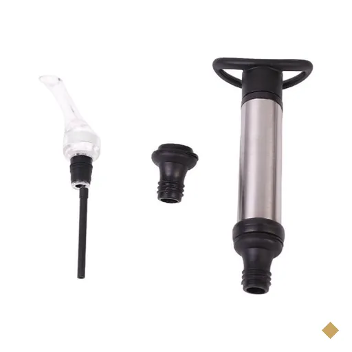 Kit Vinho com Bomba a Vácuo e Aerador  em Aço Inox Kenya Preto