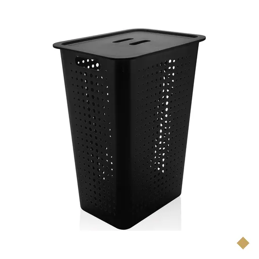 Cesto Para Roupas Organizador Lavanderia 47 Litros Plástico Preto