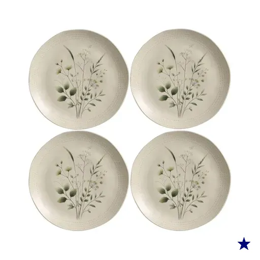 Kit 4 Pratos Rasos Ammi Orgânico Cerâmica Floral 26,5cm Porto Brasil Mesa…