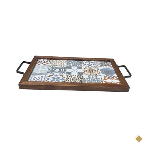 Bandeja Rustica da Fazenda 37,5 x 22,5 Ferra Madeira Azulejo