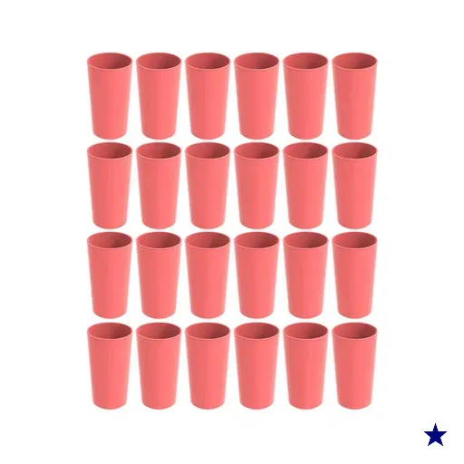Conjunto 24 Copos Altos de Plástico 500ml Rosa Goiaba Refeitório Escolar…