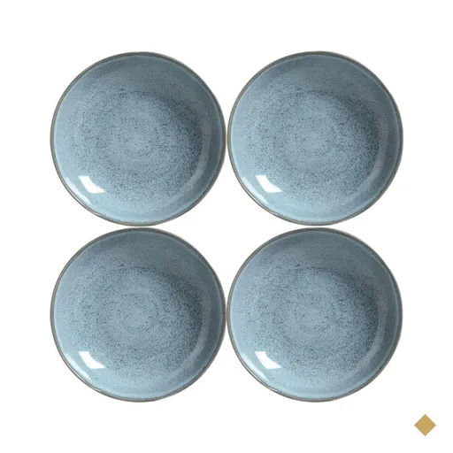 Jogo 4 Pratos Fundo Cerâmica 22,5cm Azul Bio Brezze 830ml Porto Brasil…
