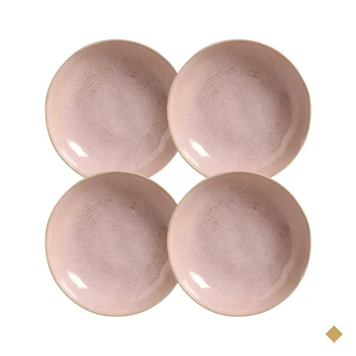Jogo 4 Pratos Fundos Cerâmica 830ml Bio Litchi Rosa Porto Br