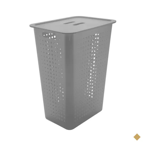 Cesto Para Roupas Organizador Lavanderia 47 Litros Plástico Chumbo