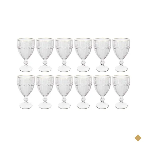 Kit 12 Taças Cristal 330ml Fio de Ouro Imperial Lyor Avulsa