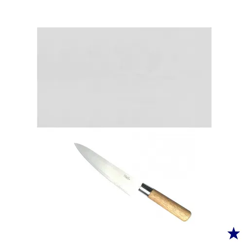 Tabua Corte LISA branca 50x30 - Polietileno - com faca Sushi