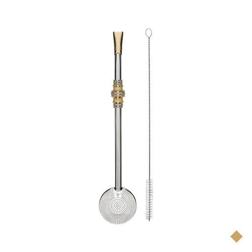 Bomba de Chimarrão Inox 24cm com Anel Trabalhado Bojo Mil Furos Escovinha…
