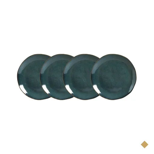 Conjunto 4 Pratos Rasos para Sushi Cerâmica Orgânico Oceano 26,5cm Azul Porto…