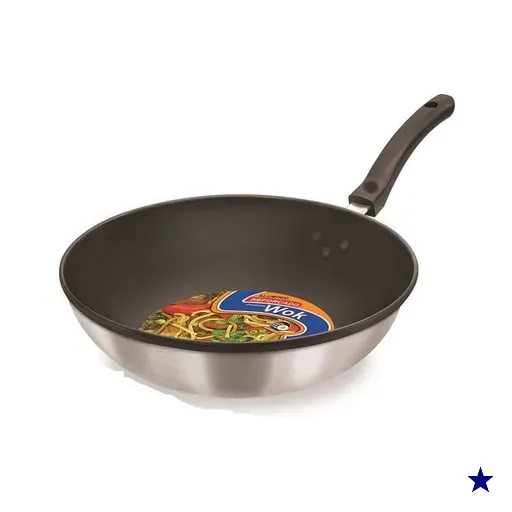 Wok antiaderente com cabo 30 cm - escovado