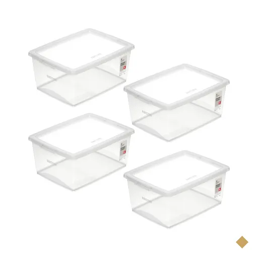 Kit 4 Caixas Organizadoras 15L de Plástico com Tampa My Closet Ordene Multiuso…