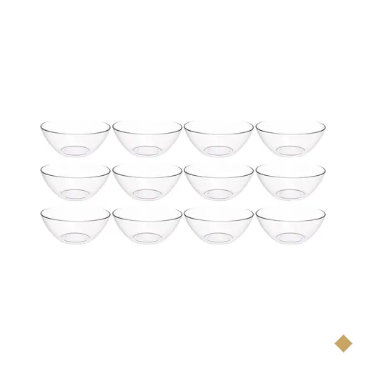 Kit 12 Tigelas 2,3L Transparente Travessa Redonda Servir Salada Sobremesa Crippa