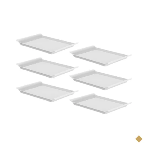 Kit 6 Bandejas Plásticas Lea Ou Branco Retangular 34x21cm para Servir…