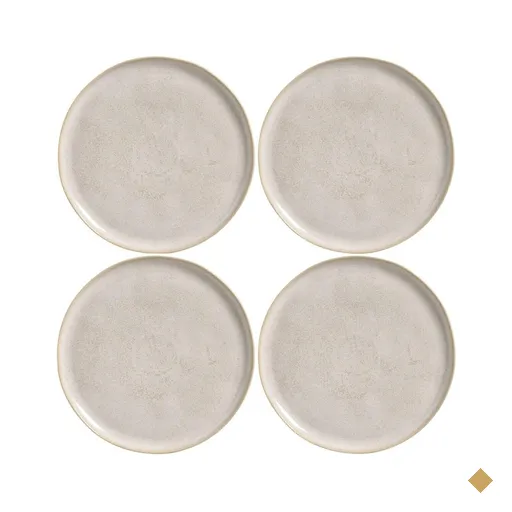 Kit 4 Pratos Rasos 27cm Cerâmica Bio Latte Off White Porto B