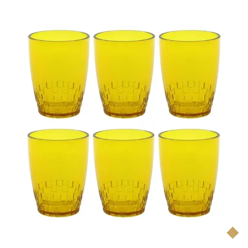 24 Copos Crippa 300ml Plástico Amarelo Água Suco Refrigerante Escolar Lanche
