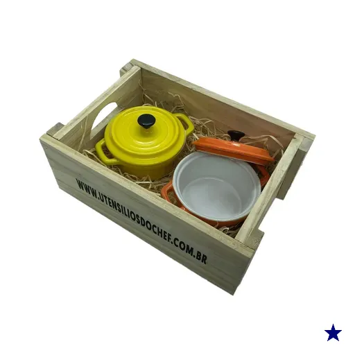 Panelinhas Laranja, Amarelo de Porcelana com engradado para presente