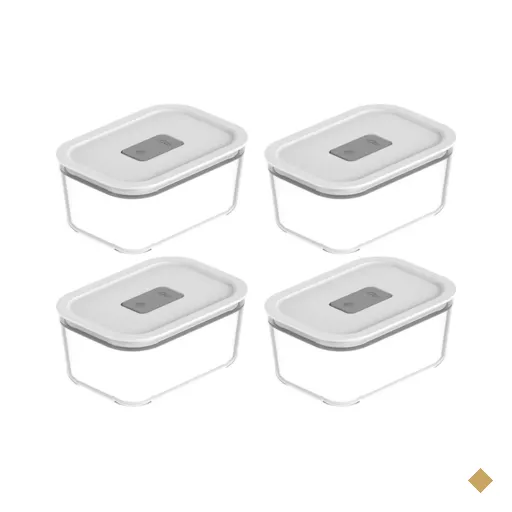 Kit 4 Potes De Vidro Branco Hermético 725ml Fresh Lock Marmita Comida OU