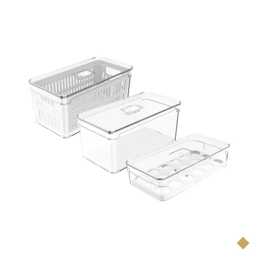Kit 3 Caixas Organizadoras De Geladeira Transparentes Armazenadoras De Frutas…