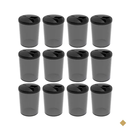 Kit 12 Farinheiras Porta Farofa Temperos Fumê com Tampa 400ml Crippa