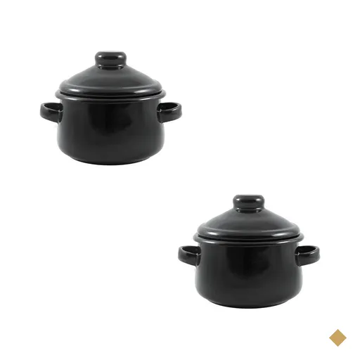 Duas Mini Caçarola em Agata - 500 ML  - Preta - Indução