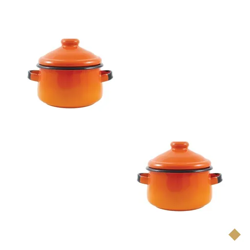 Duas Mini Caçarola em Agata - 500 ML  - Laranja - Indução