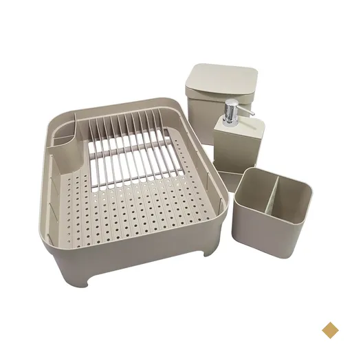 Utensílios De Cozinha Escorredores Louça Lixeira Porta Detergente Ou Bege