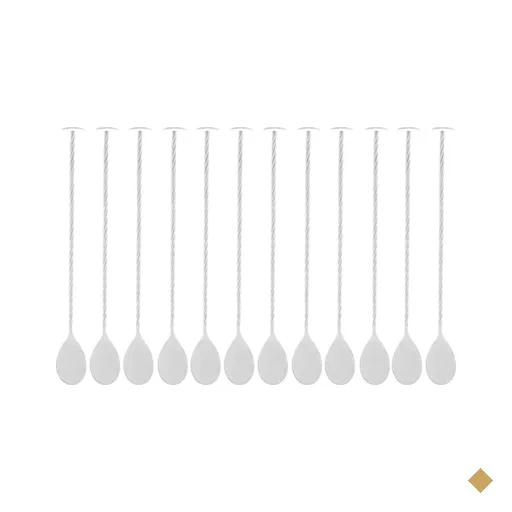 12 Colheres Bailarinas Inox 26cm Bebidas Coquetel Drinks Sucos Prata Tress Lyor