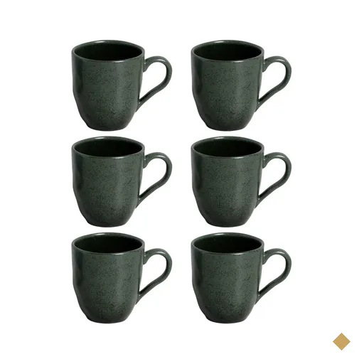 Jogo de 6 Canecas Arauco 273ml Verde Xícara de Chá Cerâmica Porto Brasil