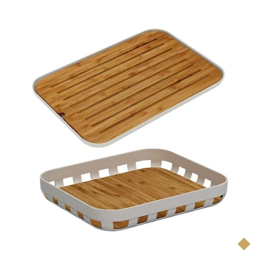 Kit Tábua Migalheira 33x23cm Porta Pão e Bandeja para Servir 35x29cm…