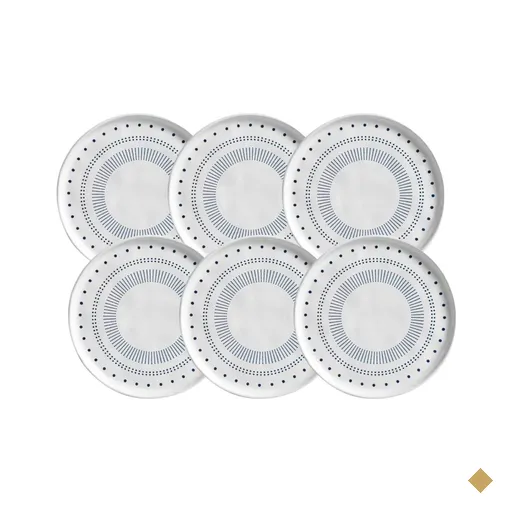 Jogo 6 Pratos para Sobremesa Doces Cerâmica Artesanal 21,5cm