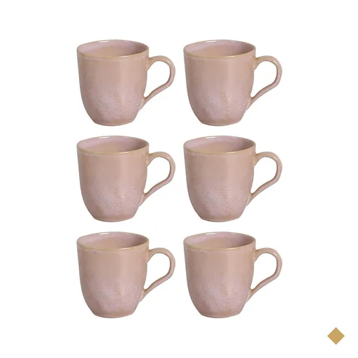 Jogo 6 Canecas Rosas 273ml Cerâmica Xícaras Chá Porto Brasil Litchi Degrade