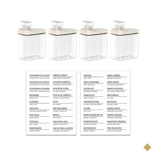 4 Dispensers para Sabão Líquido Amaciante 1,5L Flow e Eiquetas…