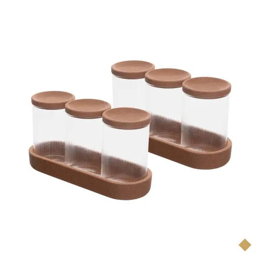 2 Conjuntos de Porta Condimentos Potes de Vidro 500ml Tampa Rolha Lyor