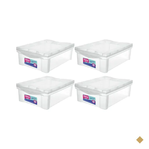 Kit 4 Caixas Organizadoras Plásticas com Tampa Empilhável 13,5L Transparente…