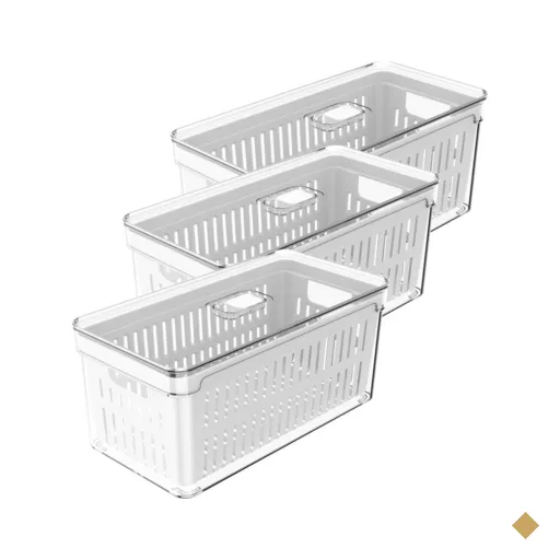 Kit 3 Organizadores de Geladeira Com Escorredor 5L Caixas Plásticas Para…
