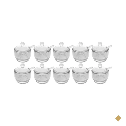 10 Açucareiros Vidro Cristal para Hotéis Colher 200ml Wolff Pearl Porta…