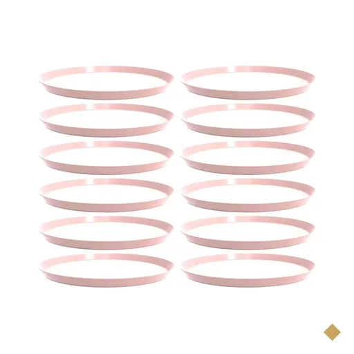 12 Bandejas Redondas 34cm Rosa Buffet Festa Doce Salgado Crippa Bubble