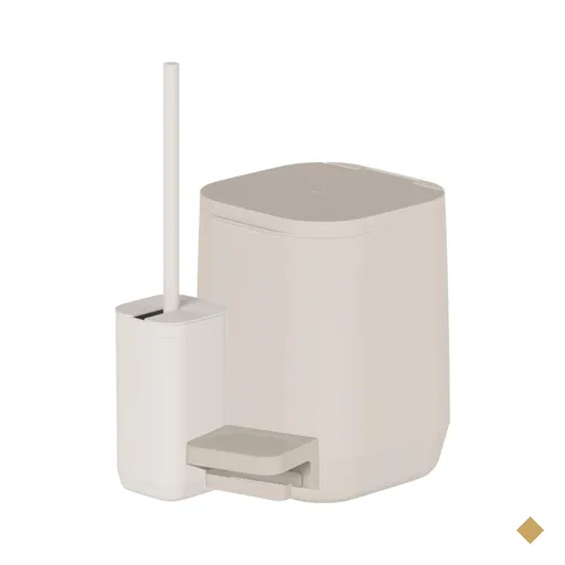 Kit Banheiro 3 Peças Bege Lixeira 6L Escova Sanitária de Piso e Parede Porta…