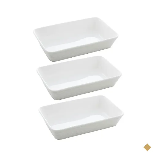 Kit 3 Assadeiras de Porcelana Branca 1,5L Refratário Lyor Retangular Servir…