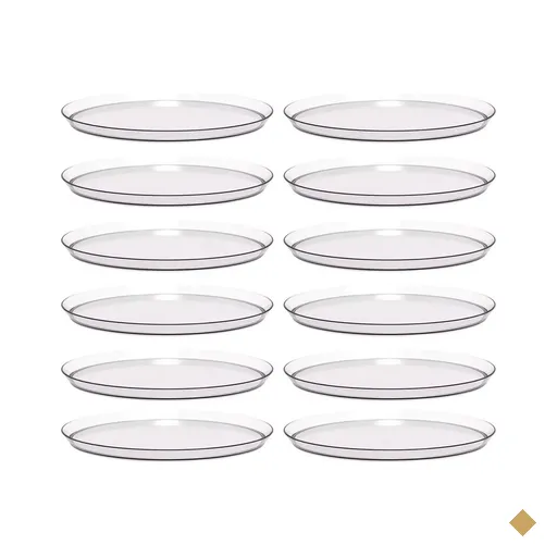 12 Bandejas Redonda 28cm Glassy Crippa Transparente Servir Restaurante Bar…