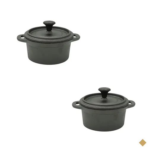 Duas cacarolinhas - panelinhas de ferro forno mesa 9,5 x 4,5