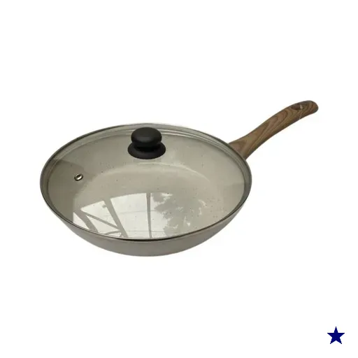 Frigideira Indução ceramico  22 cm - Marmore com tampa vidro