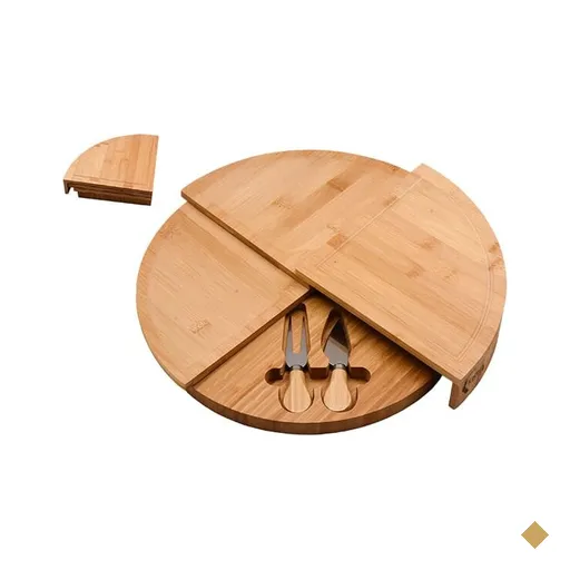 Tábua Petisqueira Queijo 3 Peças Bambu 37cm Kenya Marrom