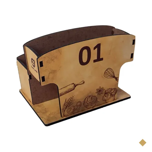 Porta Guardanapos e Sachês de Mesa MDF Numerados 1 ao 25 Zanline Madeira