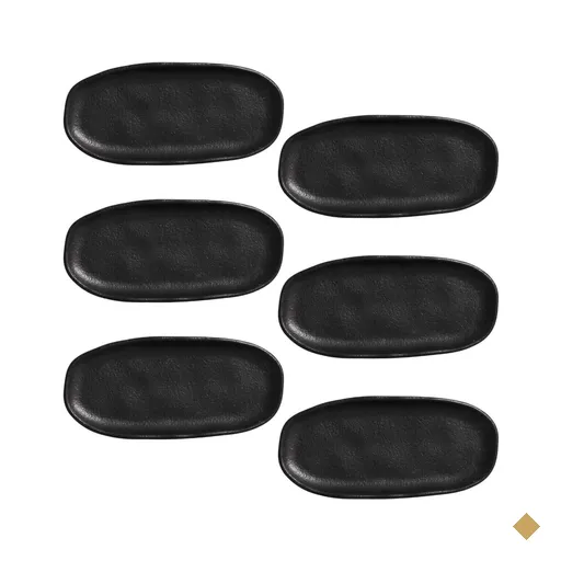 Kit 6 Travessas Rasas 16,5x8cm Cerâmica Preta Porto Brasil M