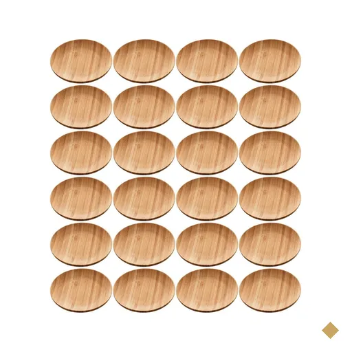 24 Pratos de Bambu 11x1,5cm Servir Bares Casa de Eventos Petiscos Sobremesas…