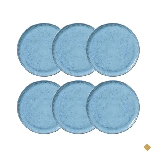 Jogo 6 Pratos 21cm Cerâmica Azul Para Sobremesa Mesa Posta Porto Brasil Linhas…