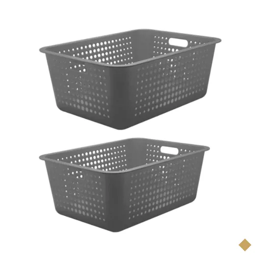 Kit 2 Caixas Organizadoras Grandes Organize Cestos Plásticos 40l Chumbo