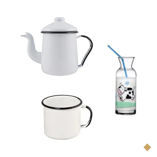 Conjunto Cafe com Leite - Cafeteira Caneca e Jarra - Agata